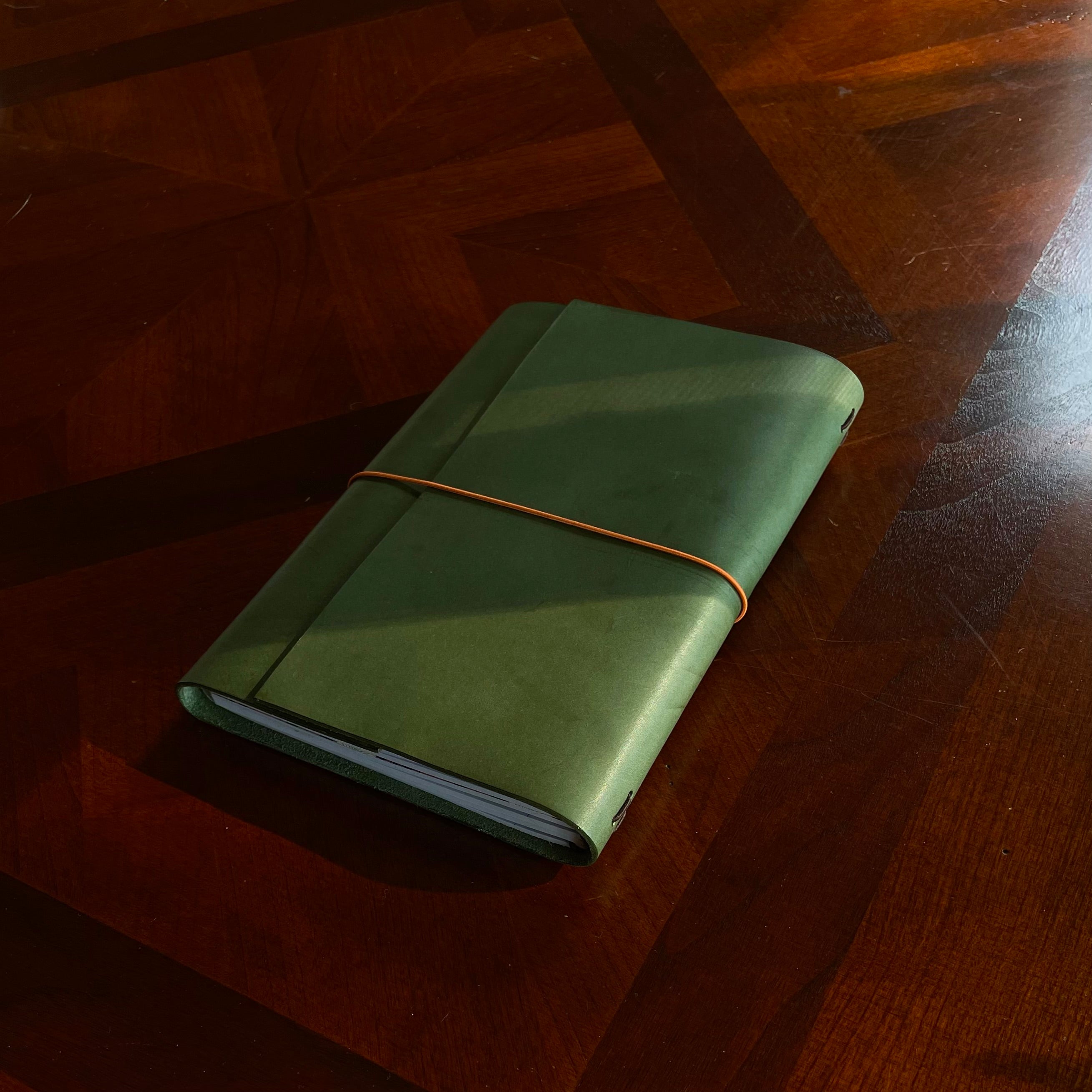 A5 Trifold Fern Green Dream Journal Top Grain