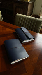 A5 Trifold Night Blue Dream Journal Top Grain